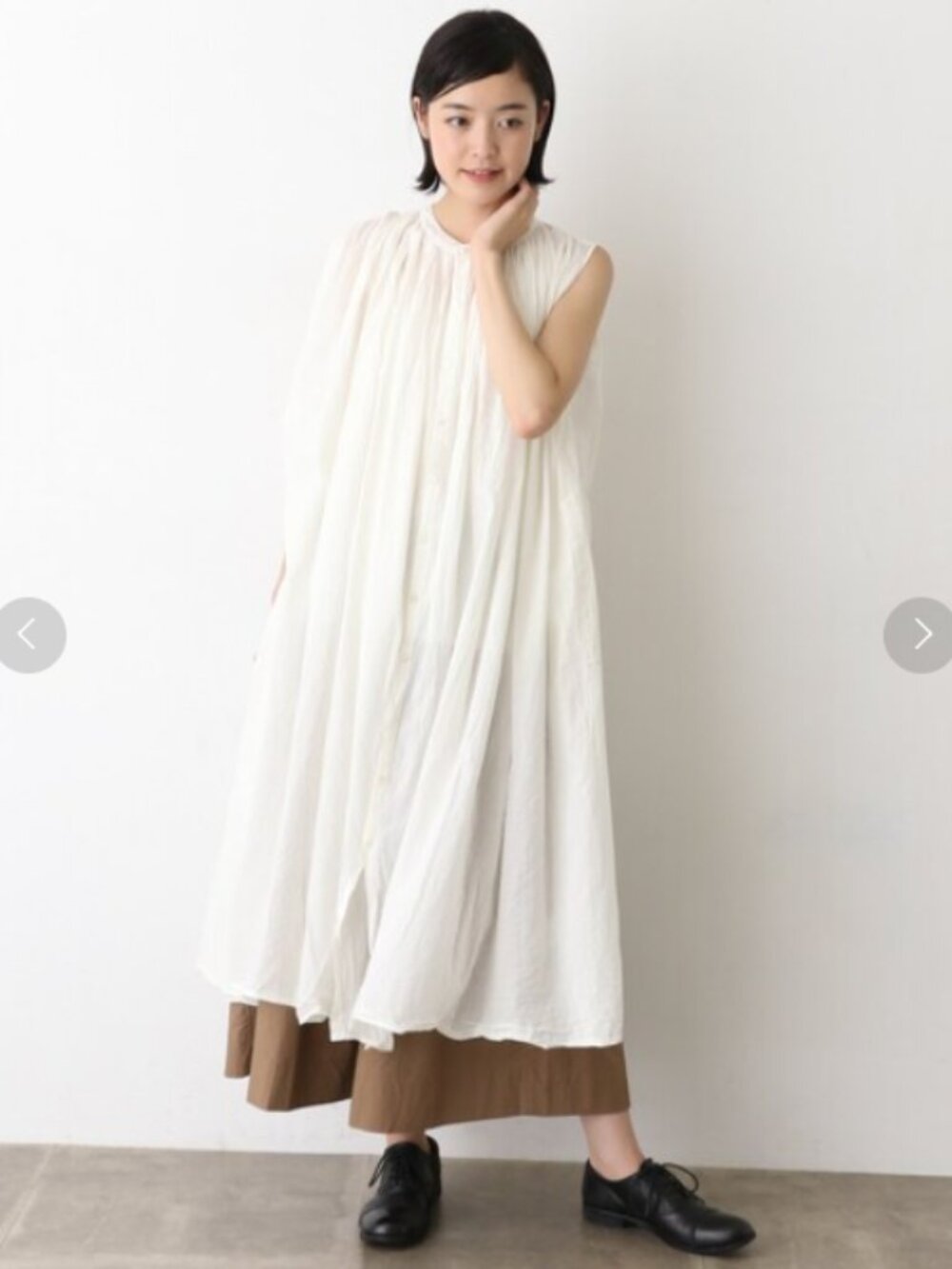 VERITECOEUR SZ OS Women's Sleeveless Gathered Long 100% Cotton Dress in White